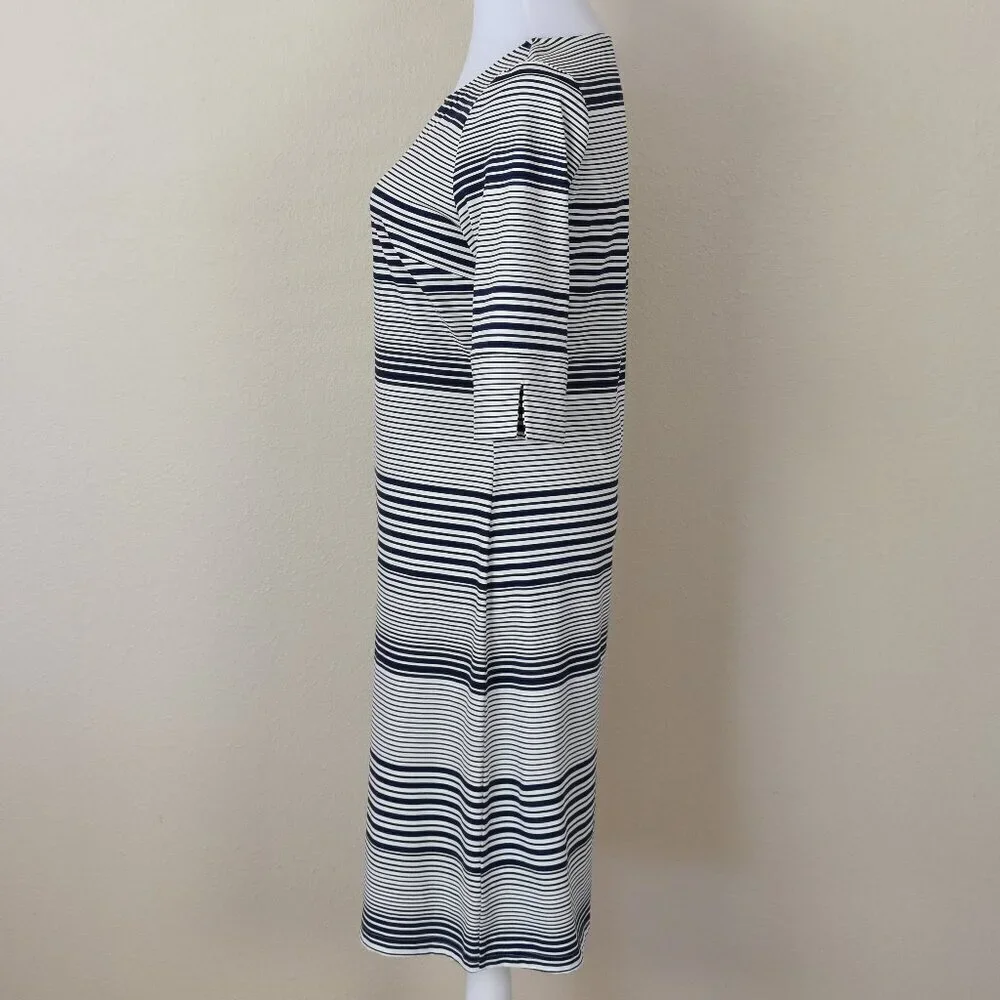 Ellie Kai Stripe 3/4 Sleeve Dress Navy/White 4 - Picture 4 of 9